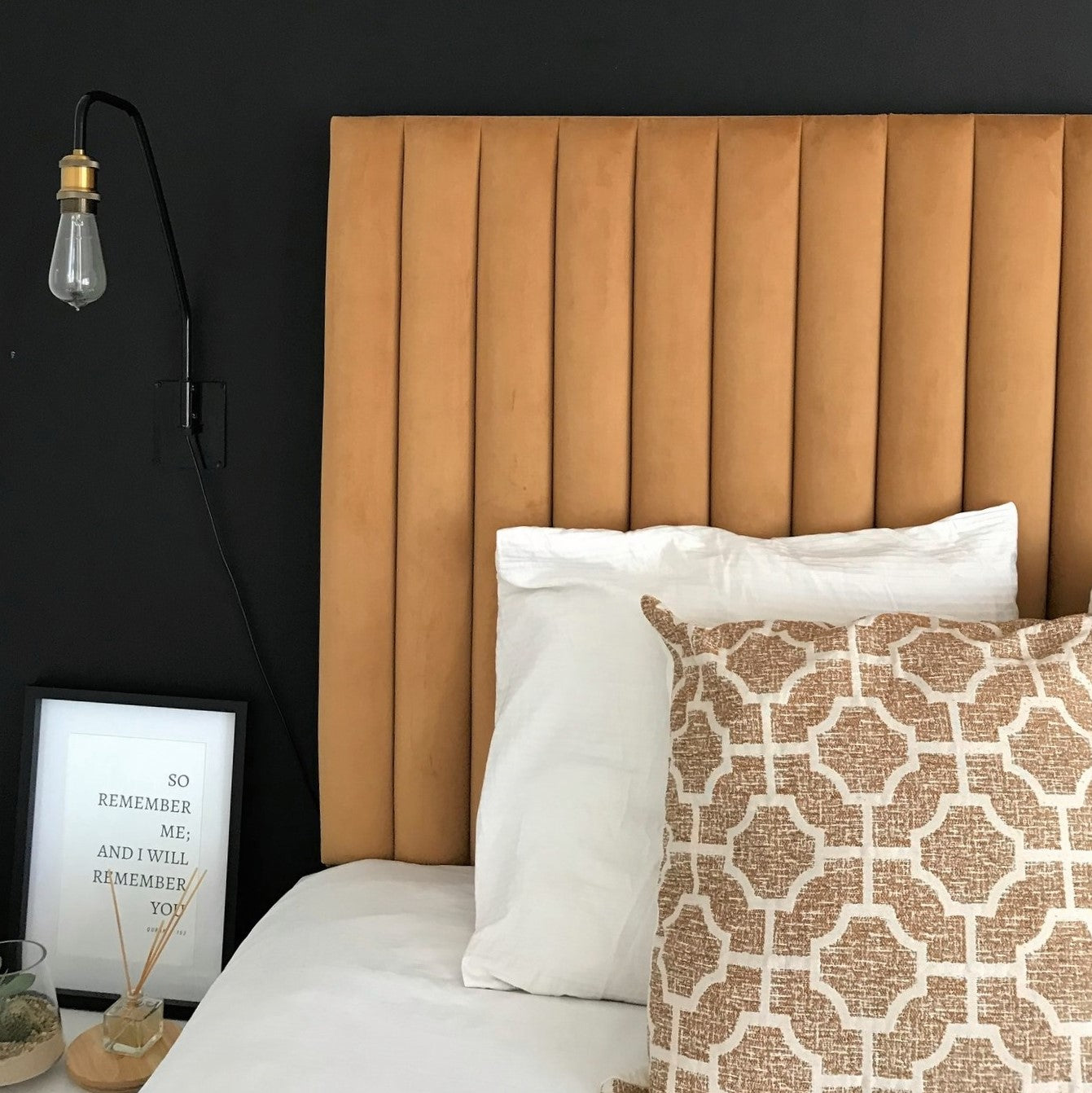 Boudoir Narrow Headboard - Velvet Fabric - Elula Furniture