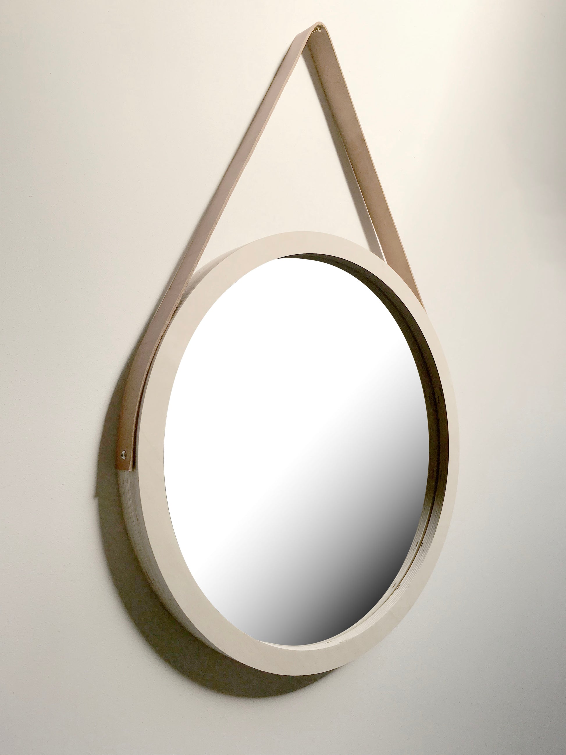 Porthole Mirror with Leather Strap - Elula Furniture