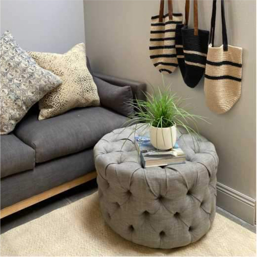 Sawyer Ottoman - Velvet Fabric - Elula Furniture
